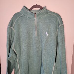 Tommy Bahama Men’s Seafoam Green Half Zip Sweater XXL Coastal Resort Pullover EU